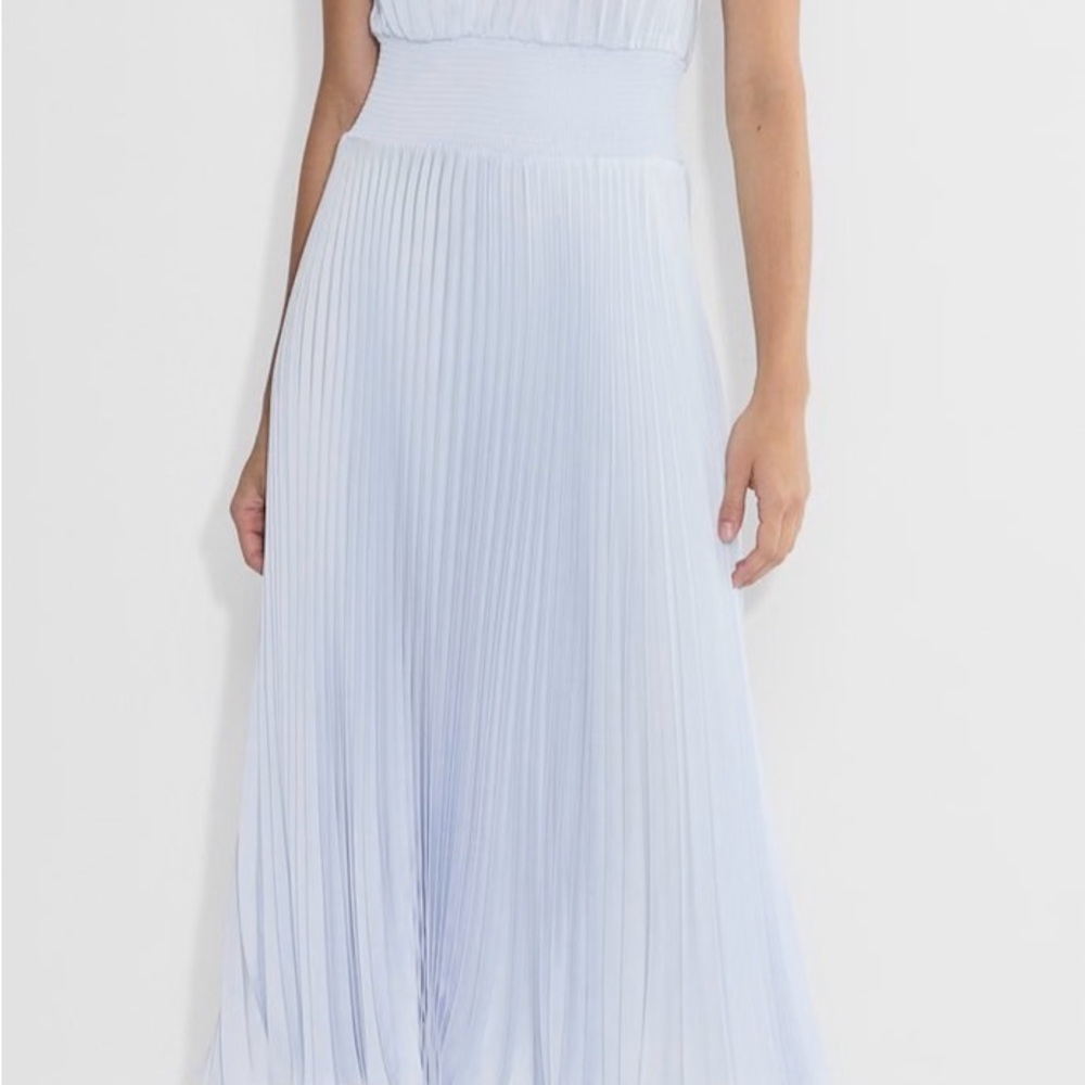 NWT Aritzia intellect Light Blue Pleated Midi Dress
